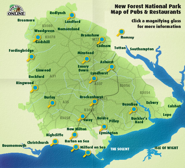 New Forest Pubs and Restaurants Map