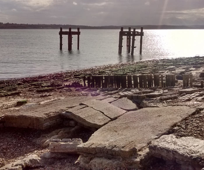 Lepe Beach looking across to Cowes on the Isle of Wight