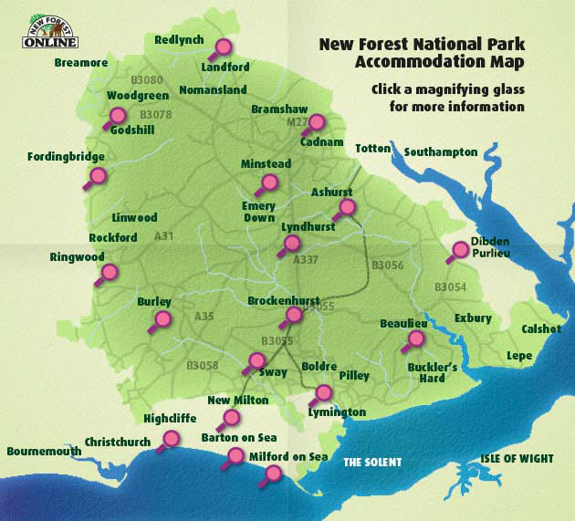 Search the New Forest Accommodation map